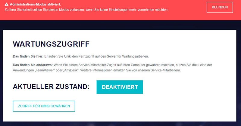 Der Support von ELLY kann auf das Gerät zugreifen, wenn ein lokaler Administrator das gestattet. (Uniki)