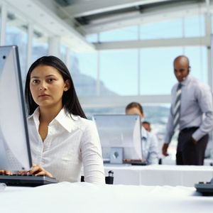 Portrait of a businesswoman using a computer