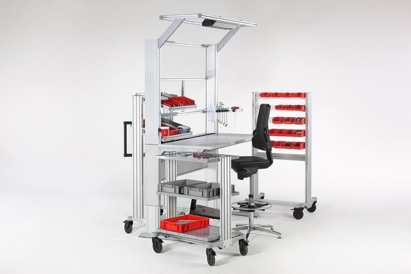 Arbeitsplatz E und Systemmobile. (Bild: Item)