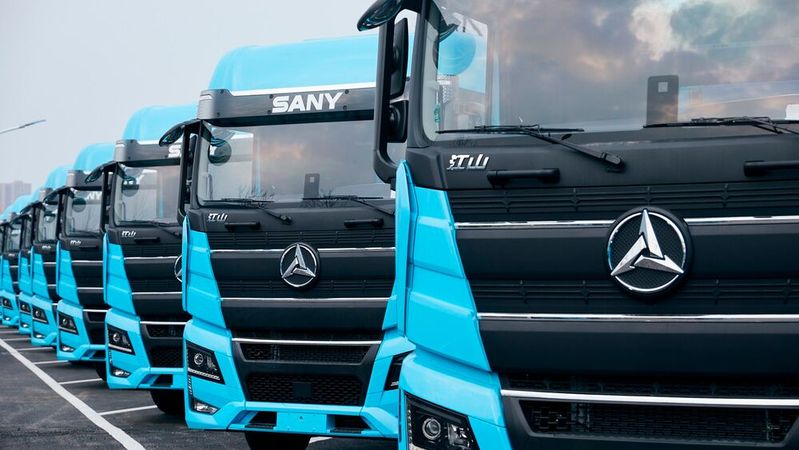 Chinesische Hersteller wie Sany wollen in Europa Fuß fassen.(Bild:  Sany Trucks)