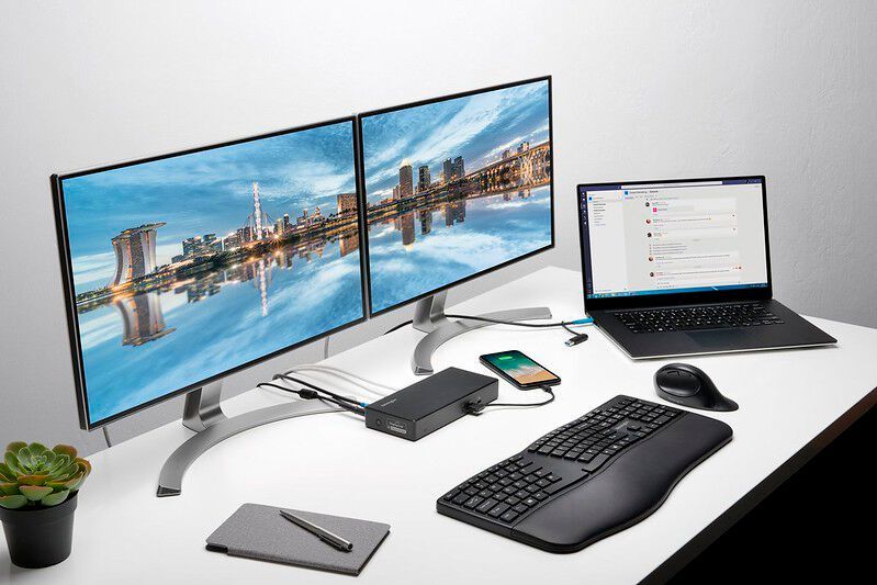 Mithilfe der Kensington Docking Station können Laptops in Desktop-Arbeitsplätze verwandelt werden.  (Bild: Kensington)