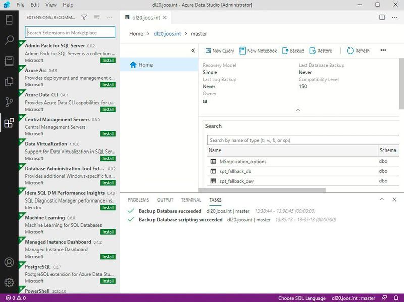 Installieren von Erweiterungen in Azure Data Studio. (Joos/Microsoft (Screenshot))