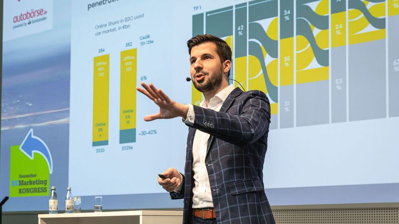 Dr. Stanislav Galik, Vorsitzender des Verwaltungsrates und Co-Geschäftsführer der Gebrauchtwagenplattform Driverama, gab einen Einblick in das Geschäftsmodell. Driverama versteht sich als datengetriebener Anbieter, der sowohl ein stationäres als auch ein digitales Kauferlebnis anbietet und die internationalen Preisunterschiede von Fahrzeugen zum Vorteil der Käufer nutzbar macht.  (Bild: Stefan Bausewein)