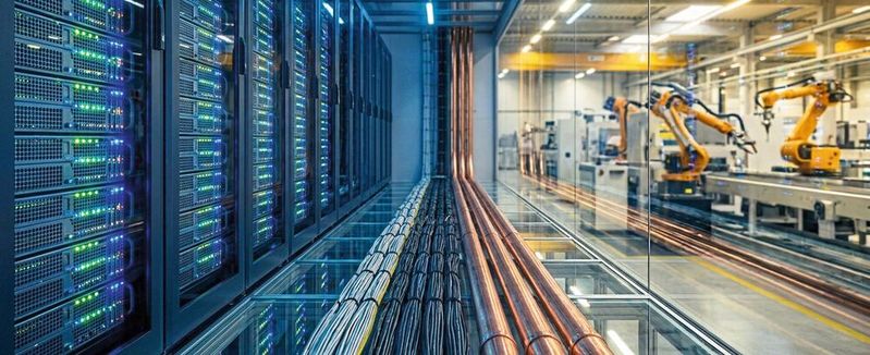 Digitalisierung in der Industrie braucht mehr und mehr Rechenleistung – und damit auch immer mehr Strom. Damit wird die Energiefrage zu einem Standortfaktor. (Bild:  Gemini / KI-generiert)
