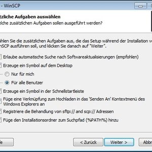 Abbildung 1: Das Setup liefert für eine Freeware einen sehr hohen Komfort. Je nach Präferenzen können Installations- und Programmoptionen voreingestellt werden. Damit nicht unkontrolliert Updates installiert  werden, ist die Softwareaktualisierung extra ausgestellt. Voreingestellt wird nur für den installierenden Benutzer ein Symbol auf dem Desktop eingerichtet, was hier genauso geändert wurde, wie die Suchpfadvariable %PATH%. Diese Einstellungen sind später noch veränderbar.