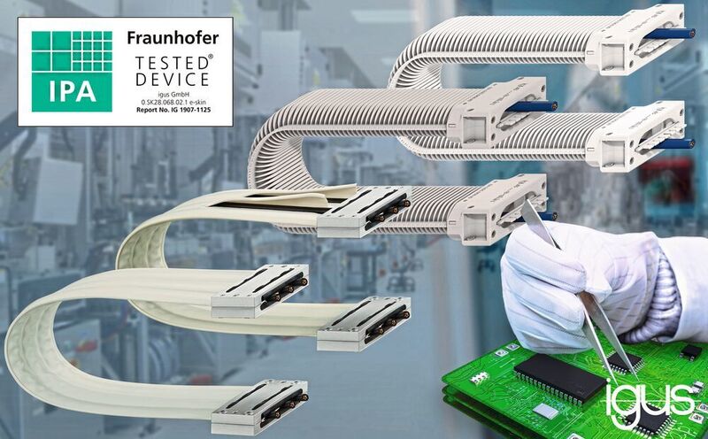 Bestwerte für den Reinraum: Die e-skin Energieführungen erhalten im Fraunhofer Test die ISO Klasse 1. (igus GmbH)