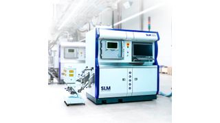 The SLM 280 can be equipped with up to two 700 W fiber lasers to accelerate the printing process of many metal additive powders. (Source: Nikon SLM)