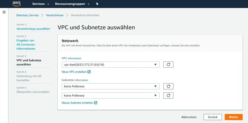 Die Kommunikation mit dem internen Netzwerk erfolgt über ein VPC. (Bild: Joos / AWS)