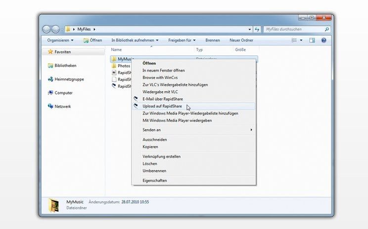 Mit dem rapidShare-Manager lassen sich Dokumente verwalten. (Bild: RapidShare)