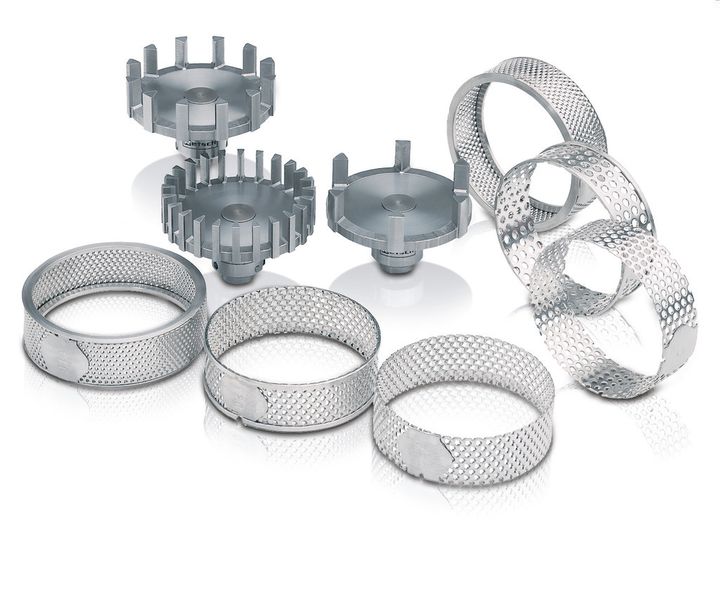 Abb. 1b: ... sowie Rotoren und Ringsiebe für die Ultra-Zentrifugalmühle ZM 200. (Bild: Retsch)