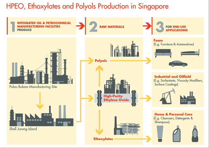 Infographic on the Shell HPEO, ethoxylates and polyols value chain in Singapore (Picture: Shell)