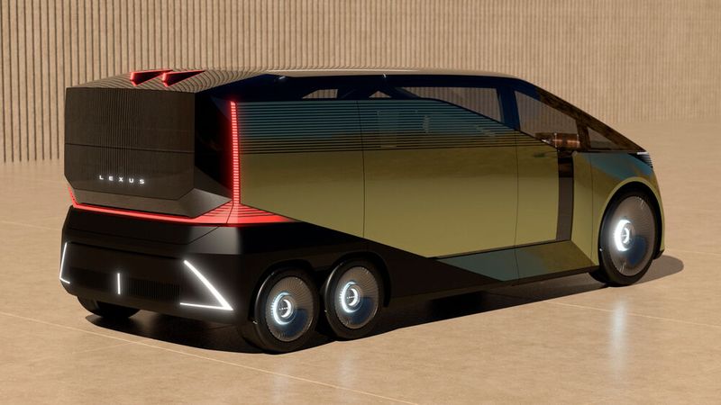 Das für Pkw ungewöhnliche Konzept der sechs Räder soll für maximale Stabilität sorgen. (Bild: Lexus)