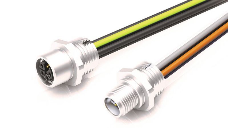 Um für Schaltschränke auf dem nordamerikanischen Kontinent tauglich zu sein, müssen Power-Komponenten die Vorgaben der Norm UL 2237 erfüllen. Bei Binder hat man im Rahmen der M12-Serien 824 und 823 Flanschteile mit K- und L-Kodierung entwickelt, die diesen Richtlinien umfassend folgen.(Bild:  Binder)