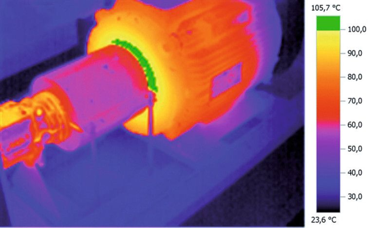 Fehlerhafte oder falsch ausgelegte Motoren lassen sich mit Hilfe von Wärmebildkameras sehr schnell ermitteln und analysieren. (Bild: Testo)