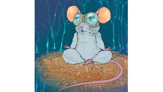 An artist's interpretation of a cartoon mouse wearing VR goggles.  (Source: @rita)