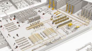 Das Warenlager der Zukunft wird nahezu komplett automatisiert sein. Die Beleuchtung kann somit heruntergedreht werden - daher der Begriff Dark Warehouse (Bild: Dematic)