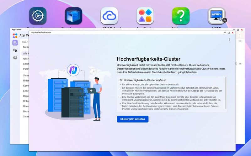 Die Erstellung eines Clusters erfolgt über einen einfach einzurichtenden Assistenten.  (Bild: Joos – QNAP)