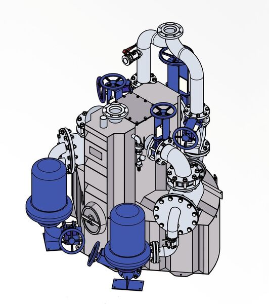 Das Abwassertransportsystems Ama DS³ ist eine Kombination aus einem patentierten, trocken aufgestellten Feststoff-Trennsystem und zwei Abwasserpumpen in Prozessbauweise. (Bild: KSB)
