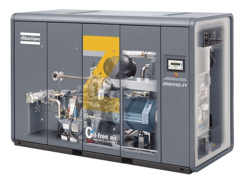 Bild 2: Ölfrei verdichtende Kompressoren wie der ZR 90 VSD FF erzeugen effizient ölfreie Druckluft. VSD kennzeichnet dabei die Drehzahlregelung Variable-Speed-Drive. (Archiv: Vogel Business Media)