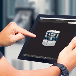 Mit der serverbasierten Anwendung Smart-Interface können die Bediener den Produktionsprozess der F30i in Echtzeit über mobile Endgeräte überwachen.