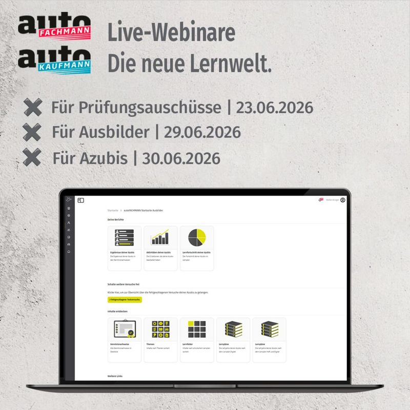 Live-Webinare liefern einen ersten Einblick in die neue Lernwelt.(Bild:  autoFACHMANN)