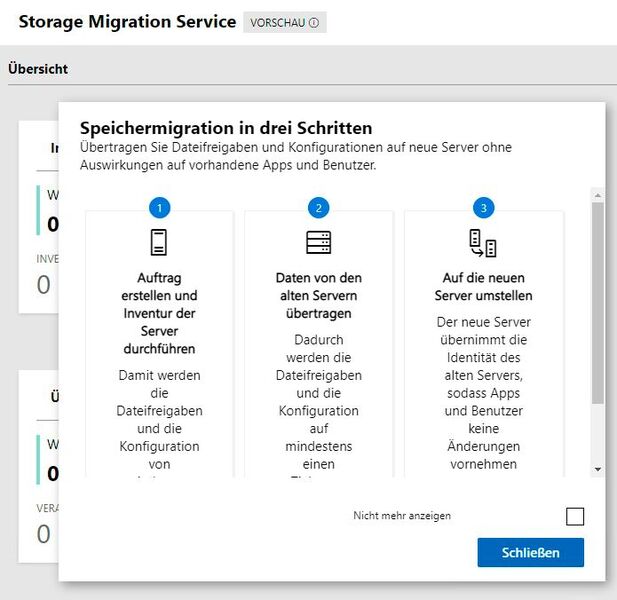 Storage Migration Service in Windows Server 2022 unterstützt bei der Migration mit einem Assistenten, der durch alle notwendigen Schritte führt. (Bild: Joos (Screenshot))