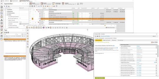 (Grafische Mengen- und Kostenermittlung aus IFC-Dateien im BIM-Prozess. Bild: G&W Software)