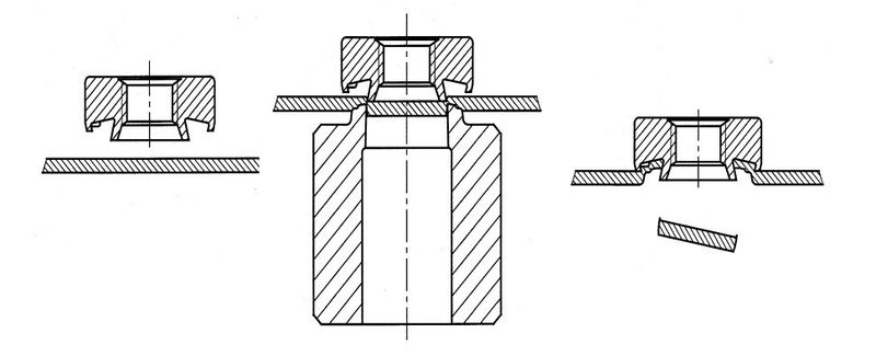 Der Einstanzring stanzt das Loch und quetscht das Material in die Sicherungsrille. (Bild: Arnold Umformtechnik)