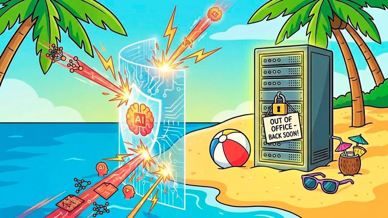 Cyberangriffe kennen keine Sommerpause, ganz im Gegenteil. Hacker nutzen die dünne Personaldecke gerne aus. (Bild:  Gemini / KI-generiert)