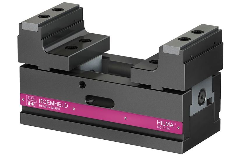 Hilma-MC-P-Spannsysteme werden als besonders kompakt gebaut beschrieben. Sie vermeiden Kollisionen wenn sich das Werkzeug bei der Bearbeitung bewegt, heißt es, und sie erlauben außerdem den Einsatz kurzer Standardwerkzeuge. Das prädestiniere sie für die 5-Achs-Bearbeitung.  (Römheld)