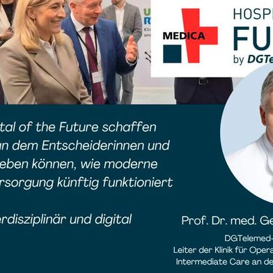 Das „Hospital of the Future“ finden Besucher der MEDICA in der Messe Düsseldorf, Halle 12, Stand E02.  (Bild: DGTelemed)