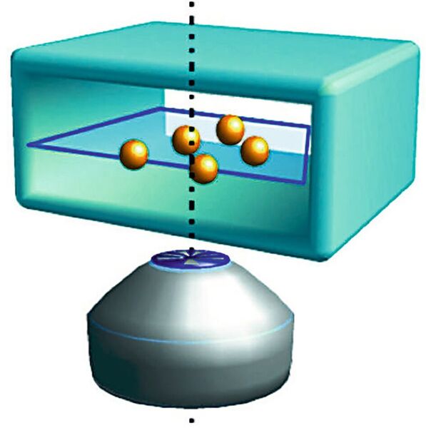 Die besondere Anordnung der mikrofluidischen Kanäle erlaubt es, alle Partikel in der Fokusebene auszurichten. (A. Kleiber/Leibniz-IPHT)