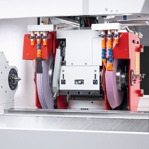 Universal-Schleifkopf «Hirth 1°»: automatisch schwenkbar, bis maximal drei Schleifwerkzeuge.(Bild:  Fritz Studer AG)