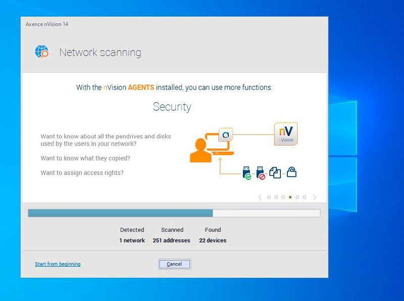 Axence nVision scannt nach der Installation das Netzwerk auf Clients zur Verwaltung. (Bild: Joos - Axence)
