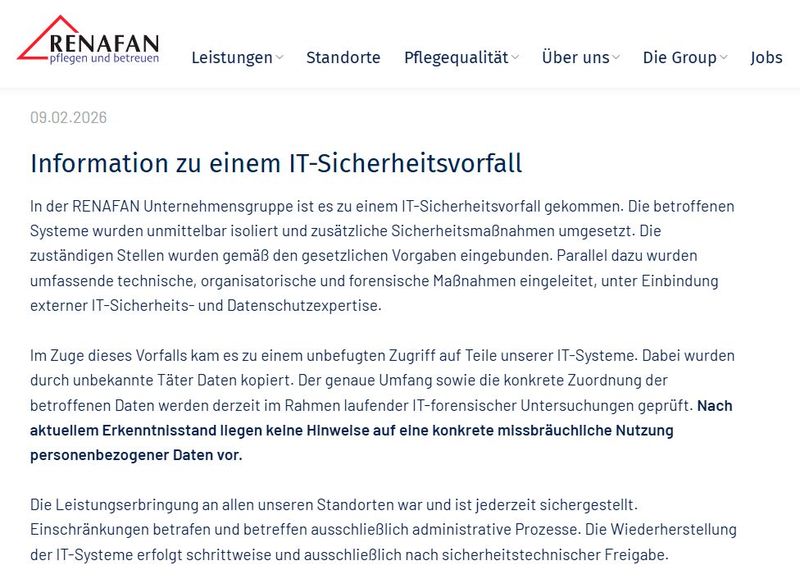 Die Unternehmensgruppe Renefan berichtete Anfang Februar 2026 über eine erfolgreiche Cyberattacke. (Bild: Vogel IT-Medien GmbH)