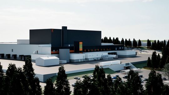 Visualisierung des zukünftigen Logistikzentrums von Kesko im finnischen Nurmijärvi mit Knapp-Automatisierungstechnologie.(Bild:  RE-Suunnittelu Oy)