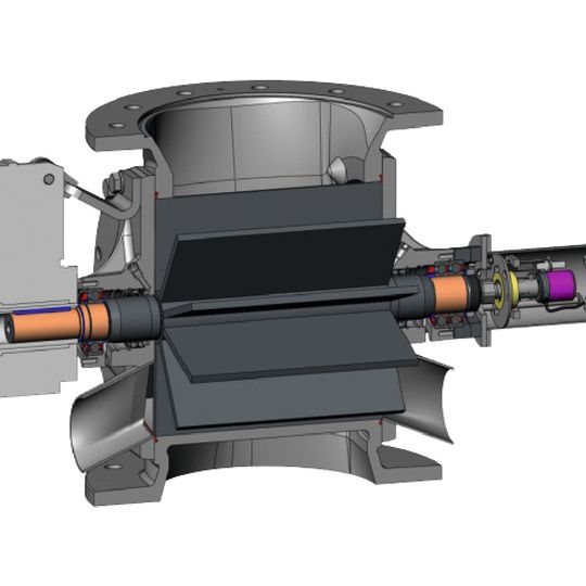 Das kompakt aufgebaute Rotorcheck-System schützt die Zellenradschleuse vor Schäden und das Transportgut vor metallischer Verunreinigung.(Bild:  Coperion)