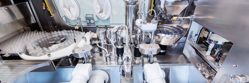 Steriline's RVFCM50 solution is a robotic vial filling and capping machine under isolator. 
