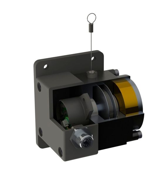 Ein Seillängengeber wandelt die lineare Position eines Messseils in ein elektrisches Messsignal um: Mit Kit-Sensor-Variante. (Bild: Novotechnik)
