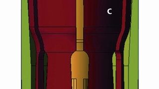 Bild 1: Aufbau der selbsthemmenden Verriegelungseinheit Super-Lock: a Spannhülse, b Zugstange, c Spannzange, d Führungshülse, e Zugbolzen. (Archiv: Vogel Business Media)