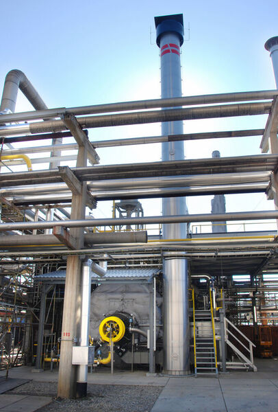 Hydrogen-fired steam boiler at the Vynova site in Tessenderlo, Belgium. (Vynova)