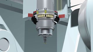 Bild 1: Ein vertikales Bearbeitungszentrum mit dem Motorspindelschutzsystem MS³. (Bild: Jakob Antriebstechnik)
