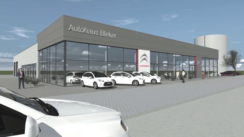 So soll der neue Citroën- und DS-Standort der Bleker-Gruppe in Dortmund nach den Umbaumaßnahmen aussehen.