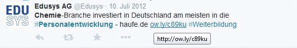 Tweets zum Thema Aus- und Weiterbildung sowie Fachkräftemangel in Deutschland. (Quelle: Screenshot www.twitter.com)