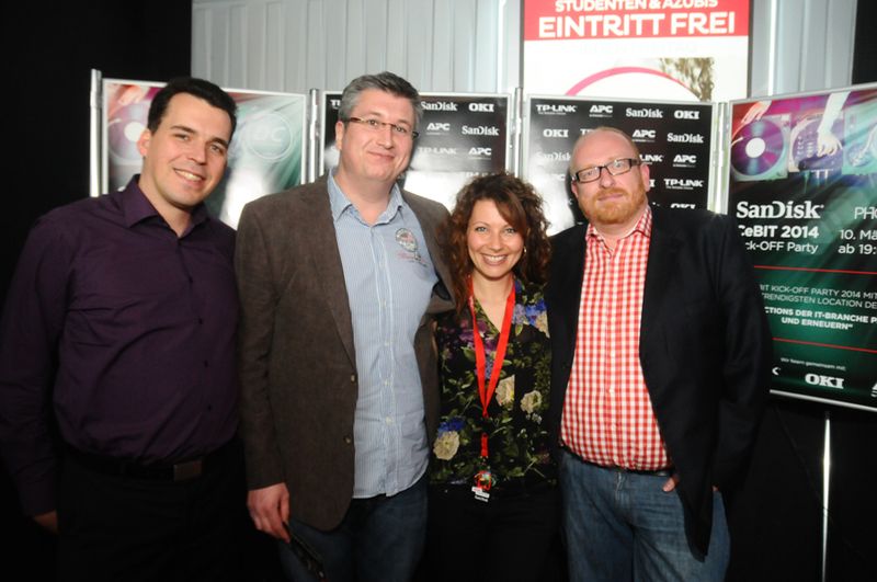 (v. l.) Krischan Wewers, Elektronik & computer Systeme, Martin Müller, comTeam ERP, Monika Fietzek, OKI, und Jörn Beckmann, comTeam (Bild: www.Echo-of-Light.de)