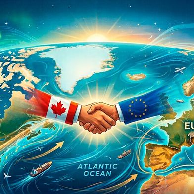 Kanada und die EU wollen enger zusammenrücken, unter anderem durch ein Digitalhandelsabkommen sowie bei der Regulierung und Sicherheit von KI. (Bild: Gemini / KI-generiert)