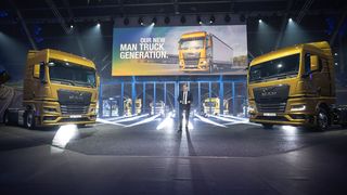 Premiere für die neuen Modelle von MAN in Bilbao. Es sind die ersten neuen Trucks des Herstellers seit 20 Jahren. (MAN Truck & Bus SE)
