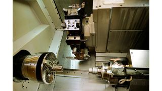 The Hardinge T51 SP MSY hard lathe is used for a combined turning, milling and grinding, and comes equipped with one grinding unit. (Hardinge)