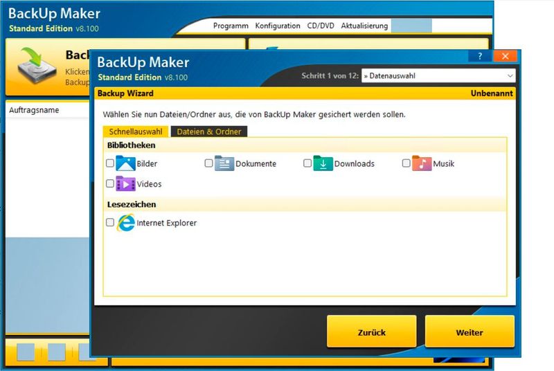 Festlegen der Sicherungsquelle in Backup Maker. (Bild: Joos (Screenshot))
