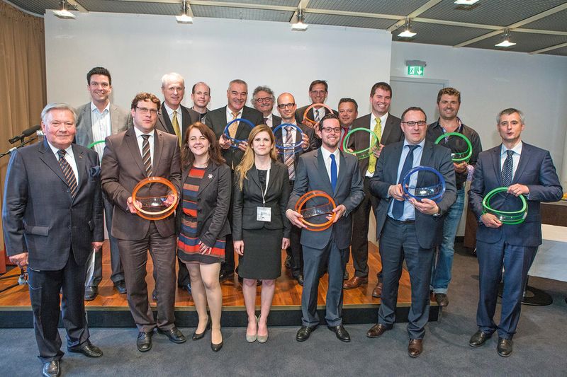 Auf der letzten Interpack in Düsseldorf kürten Elipso und IK Industrievereinigung Kunststoffverpackungen e.V. die Gewinner der 1. Ausgabe des Pack the Future 2014 – the sustainable plastic packaging award. (Bild: Messe Düsseldorf)